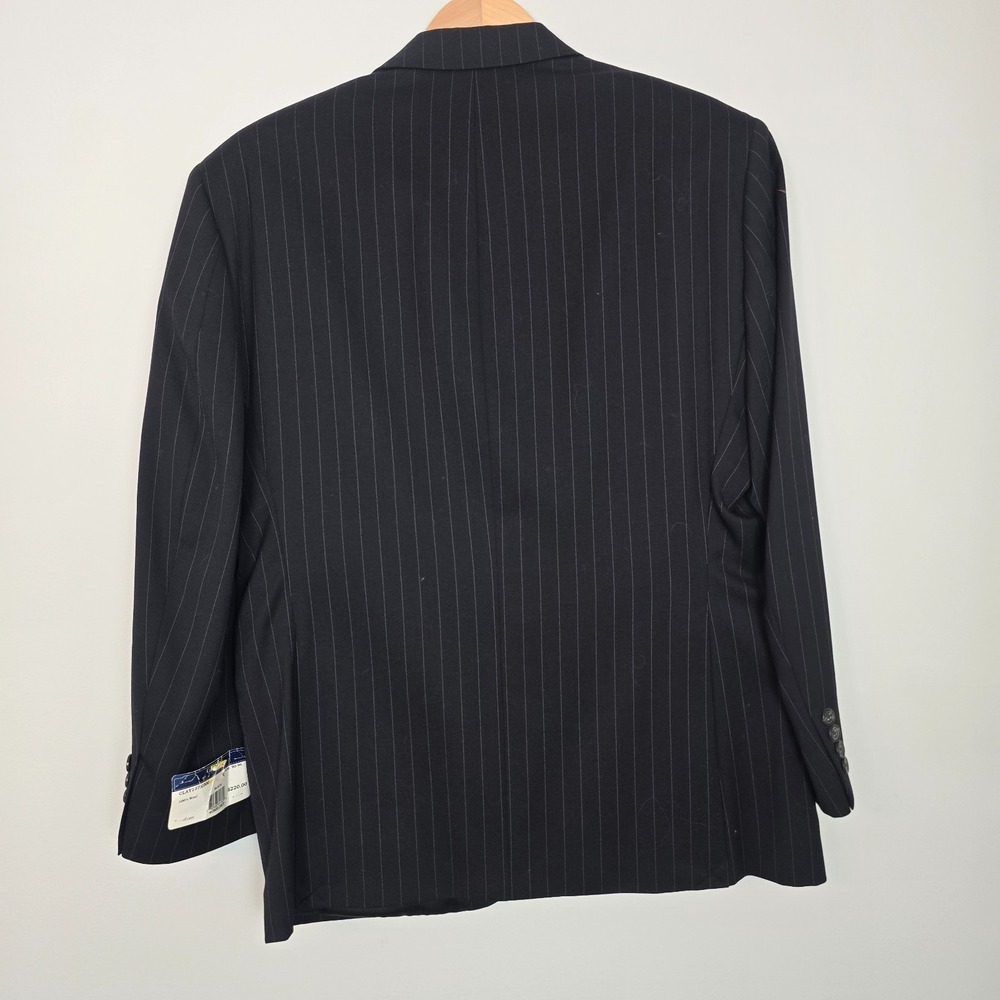 NWT Chaps Mens Wool Pinstripe Blazer 40 Short Black Business Suit Jacket - Picture 8 of 12